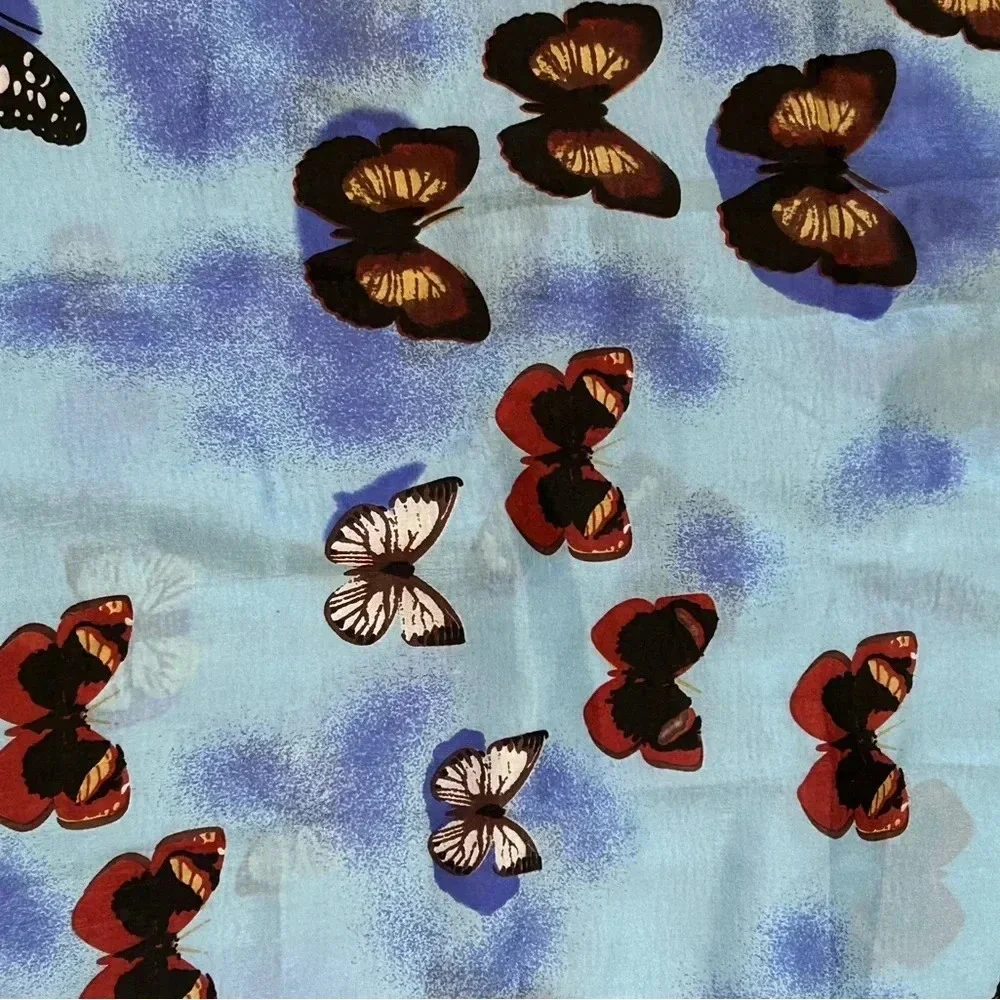 Scarf Light Blue with‎ Butterfly